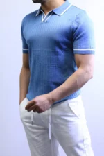 Premium Ribbed Polo T-Shirt – Modern Slim Fit & Elegant Style - Image 2