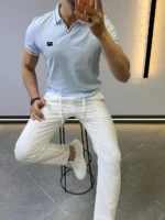 Premium Ribbed Polo T-Shirt – Modern Slim Fit & Elegant Style - Image 2