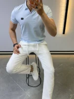 Premium Ribbed Polo T-Shirt – Modern Slim Fit & Elegant Style - Image 3