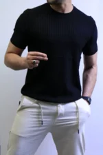 Premium Ribbed Slim Fit T-Shirt – Elegant Minimal Style – Image 2