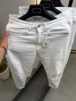 Premium Relaxed Fit Drawstring white jeans for Men – Image 13