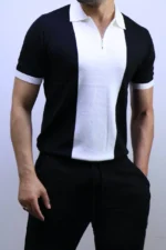 Men's Color-Block Quarter-Zip Knit Polo Shirt – Image 19