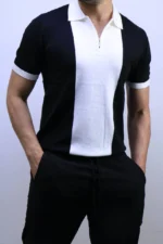 Men's Color-Block Quarter-Zip Knit Polo Shirt – Image 14