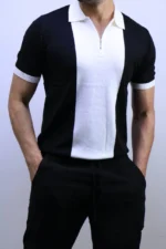 Men's Color-Block Quarter-Zip Knit Polo Shirt – Image 11