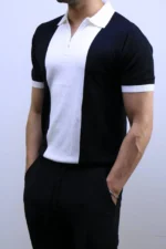 Men's Color-Block Quarter-Zip Knit Polo Shirt – Image 9
