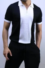 Men's Color-Block Quarter-Zip Knit Polo Shirt – Image 29