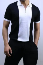 Men's Color-Block Quarter-Zip Knit Polo Shirt – Image 4