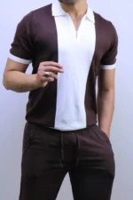 Men's Color-Block Quarter-Zip Knit Polo Shirt – Image 8