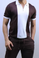 Men's Color-Block Quarter-Zip Knit Polo Shirt – Image 26