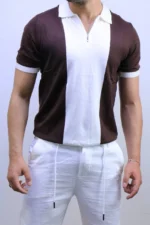 Men's Color-Block Quarter-Zip Knit Polo Shirt – Image 25