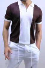 Men's Color-Block Quarter-Zip Knit Polo Shirt – Image 27