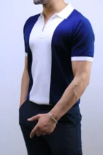 Men's Color-Block Quarter-Zip Knit Polo Shirt – Image 12