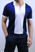 Men's Color-Block Quarter-Zip Knit Polo Shirt – Image 13
