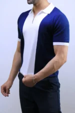 Men's Color-Block Quarter-Zip Knit Polo Shirt – Image 7