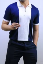 Men's Color-Block Quarter-Zip Knit Polo Shirt – Image 2