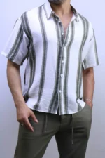 Men’s Casual Short Sleeve Button-Up Shirt – Summer vibes – Image 25