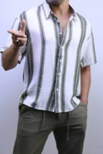 Men’s Casual Short Sleeve Button-Up Shirt – Summer vibes – Image 26