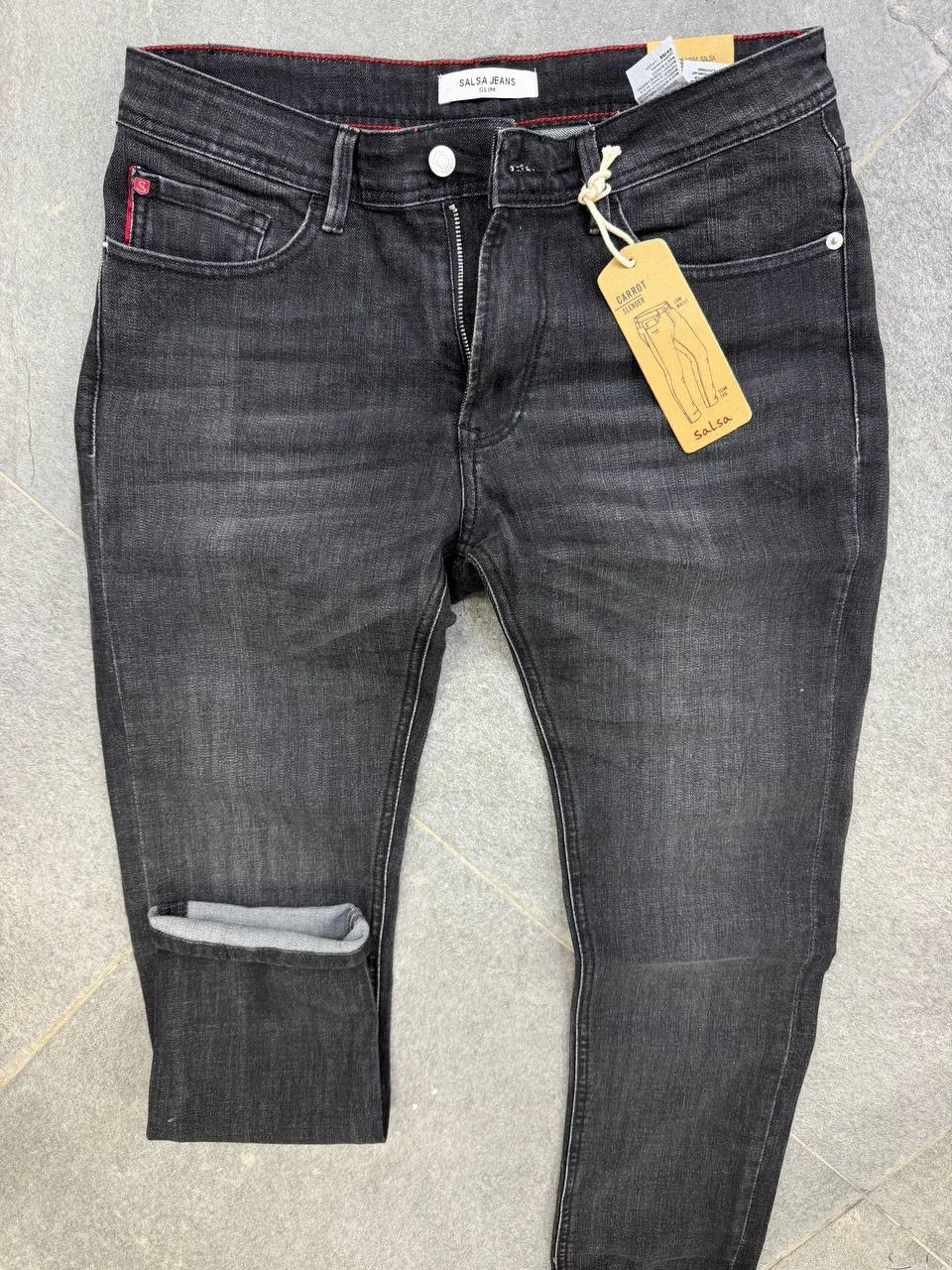 5920455037509373745 Jeans Men's basic Slender Slim Fit Dark Grey Denim Jeans – Image 1