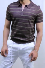 Men’s White Striped Knit T-Shirt – Slim Fit Casual Tee – Image 23