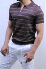 Men’s White Striped Knit T-Shirt – Slim Fit Casual Tee – Image 19
