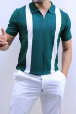 Men's Color-Block Quarter-Zip Knit Polo Shirt – Image 24