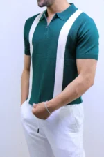 Men's Color-Block Quarter-Zip Knit Polo Shirt – Image 30