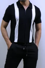 Men's Color-Block Quarter-Zip Knit Polo Shirt – Image 27