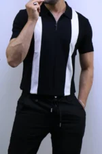Men's Color-Block Quarter-Zip Knit Polo Shirt – Image 28