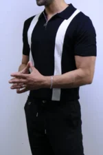 Men's Color-Block Quarter-Zip Knit Polo Shirt – Image 3