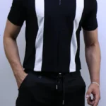 Men's Color-Block Quarter-Zip Knit Polo Shirt
