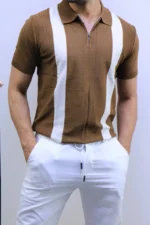 Men's Color-Block Quarter-Zip Knit Polo Shirt – Image 25