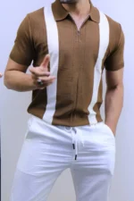 Men's Color-Block Quarter-Zip Knit Polo Shirt – Image 7