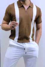 Men's Color-Block Quarter-Zip Knit Polo Shirt – Image 18