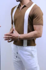 Men's Color-Block Quarter-Zip Knit Polo Shirt – Image 23