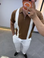 Men's Color-Block Quarter-Zip Knit Polo Shirt – Image 17