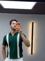Men's Color-Block Quarter-Zip Knit Polo Shirt – Image 16