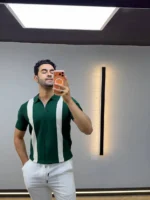 Men's Color-Block Quarter-Zip Knit Polo Shirt – Image 14