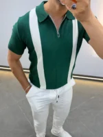 Men's Color-Block Quarter-Zip Knit Polo Shirt – Image 13