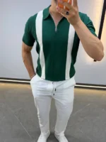 Men's Color-Block Quarter-Zip Knit Polo Shirt – Image 11