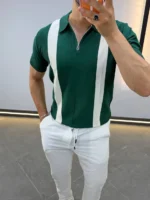Men's Color-Block Quarter-Zip Knit Polo Shirt – Image 10