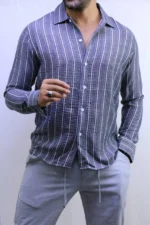 Men’s Striped Shirt – Long Sleeve Casual Shirt – Image 10
