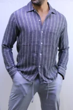 Men’s Striped Shirt – Long Sleeve Casual Shirt – Image 8