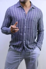 Men’s Striped Shirt – Long Sleeve Casual Shirt – Image 4
