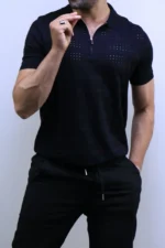 Men’s White Striped Knit T-Shirt – Slim Fit Casual Tee – Image 4