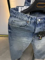 Men’s Casual  jeans buggy Pants dark blue color – Image 4