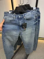 Men’s Casual  jeans buggy Pants dark blue color – Image 12