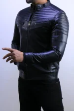 Black Leather Jacket –100% cuir casual  Fit Style ZAC