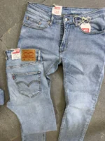 Men’s light Blue Slim Fit Stretch Jeans – Washed Denim – Image 4